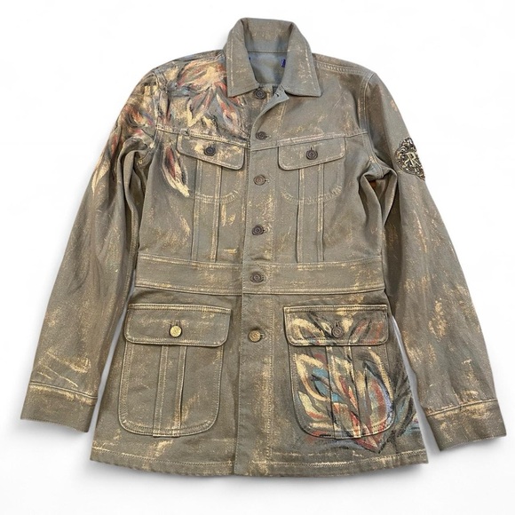 Ralph Lauren Purple Label Women’s 2 Bacall Embellished Denim Military Jacket